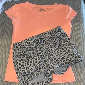 girls grey leopard shorts